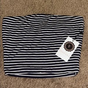 Black and white stripped tube top